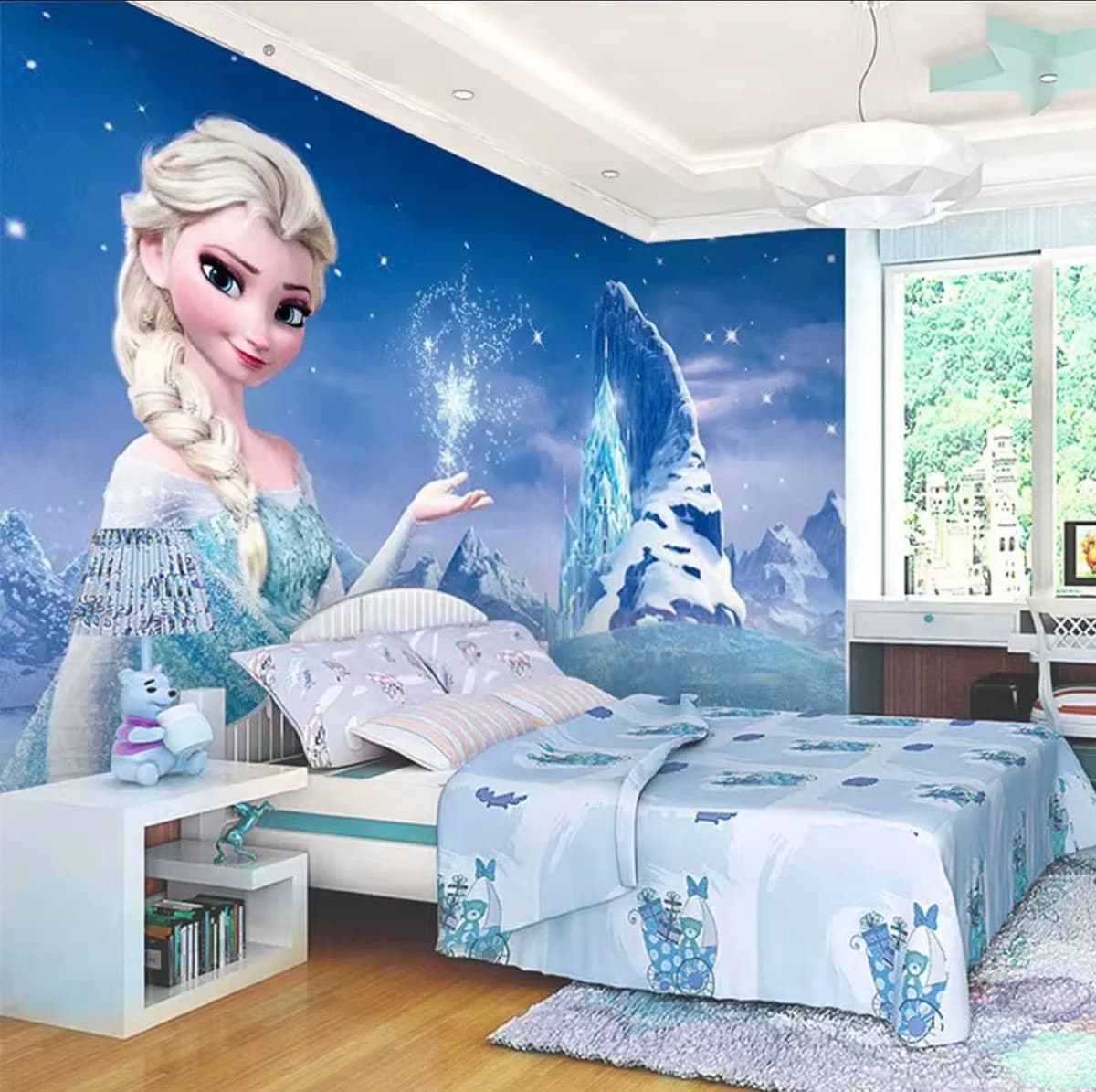 Frozen Elsa themed kids wall mural