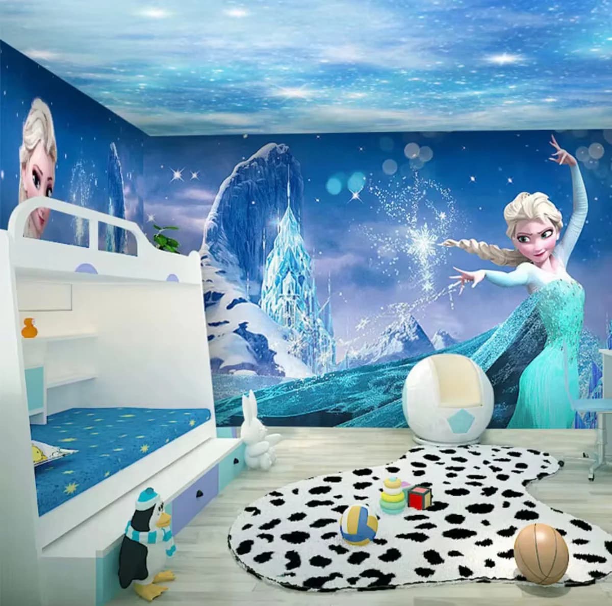 Frozen Elsa themed kids wall mural