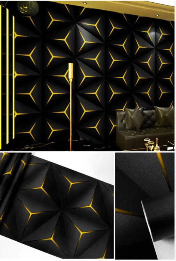 3D KTV Black and Yellow Wallpaper